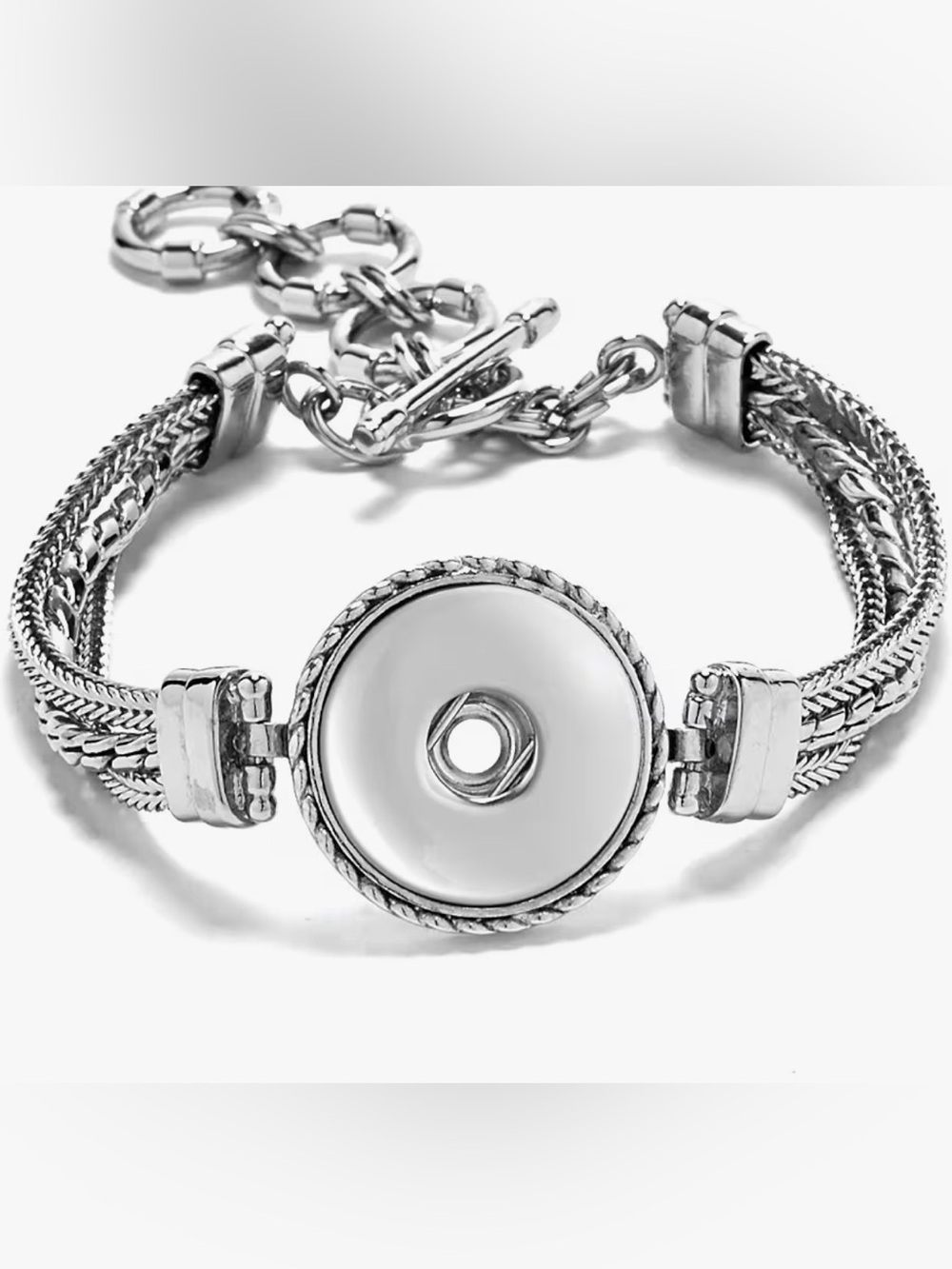 Ginger Snaps Silver Snap Button Bracelet with 2 snaps Women’s Adjustable Jewelry
